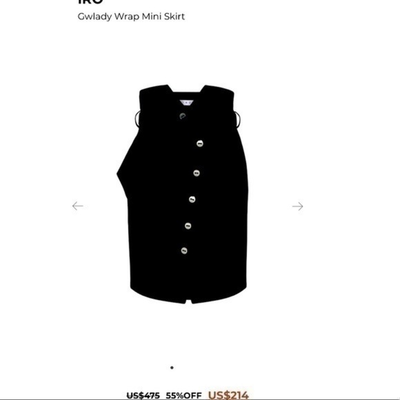 IRO Paris Black Gwlady Button Down Mod High Waisted Skirt size French 38 US M - Picture 10 of 12